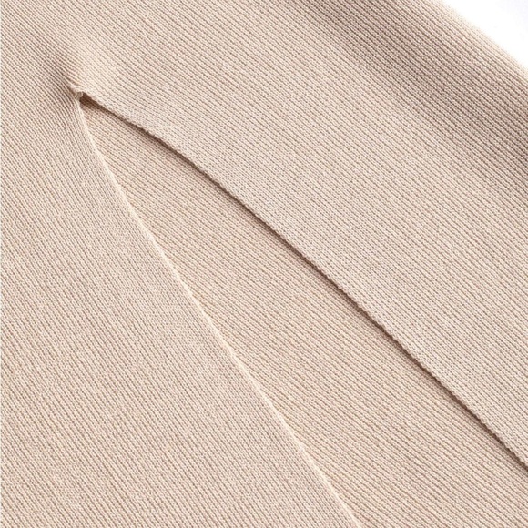 Cider Sweater Knit Dress Curve Collared V  High Slit Dress Plus Size 2X NEW Tan - Picture 12 of 14